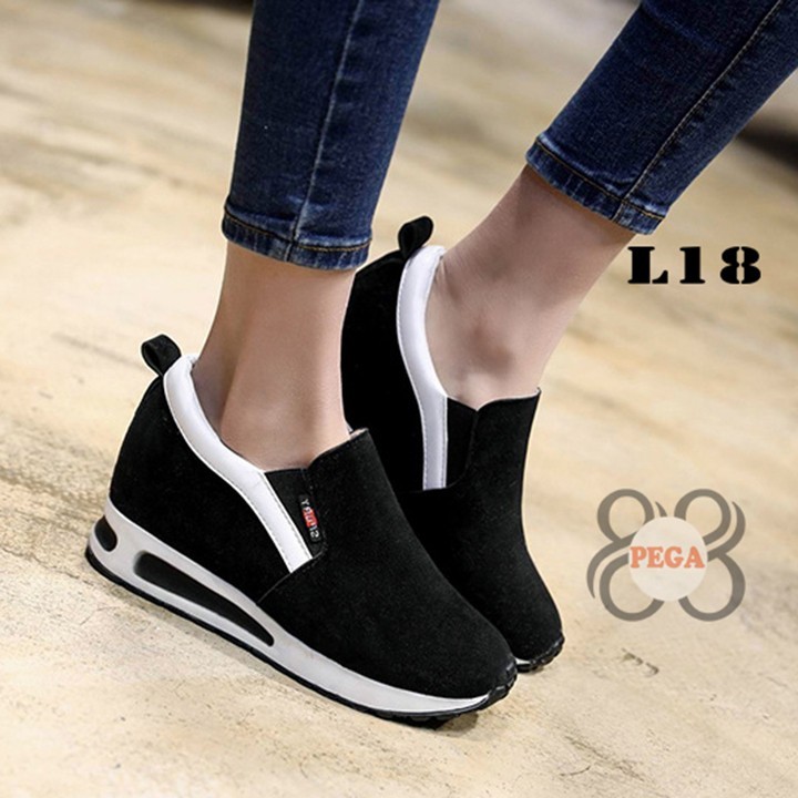 Giày Slip On Da Lộn Độn Đế 7cm sành điệu L18 3