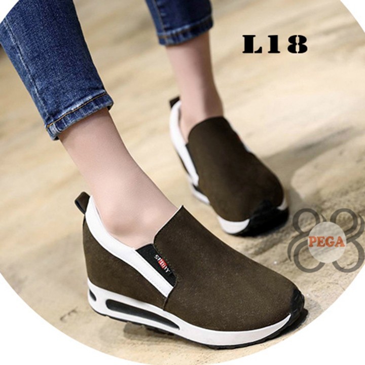 Giày Slip On Da Lộn Độn Đế 7cm sành điệu L18 7