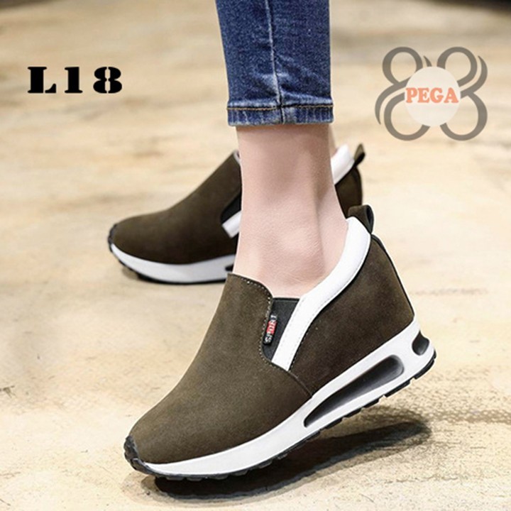 Giày Slip On Da Lộn Độn Đế 7cm sành điệu L18 4