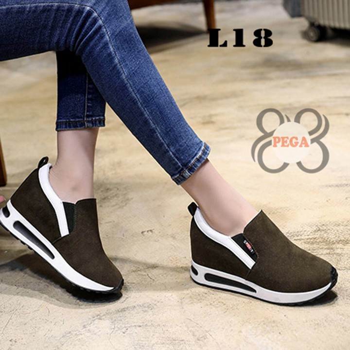 Giày Slip On Da Lộn Độn Đế 7cm sành điệu L18 6