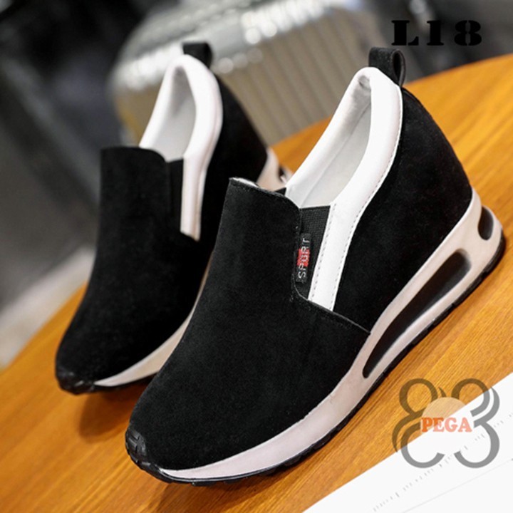 Giày Slip On Da Lộn Độn Đế 7cm sành điệu L18 8