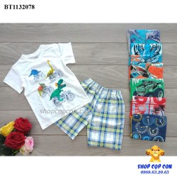 18-42kg. Bộ short áo thun in hình quần caro - nhiều mẫu