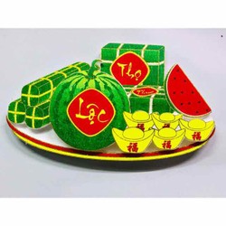 Hình dán nổi bánh chưng bánh tét dưa hấu trang trí tết bằng xốp cỡ nhỏ