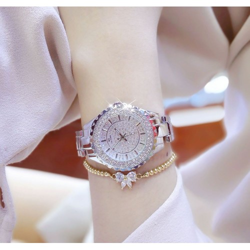 Đồng Hồ Nữ Đính Đá Bee Sister Viền Đá Xoay - Tặng Thêm Pin + Hộp