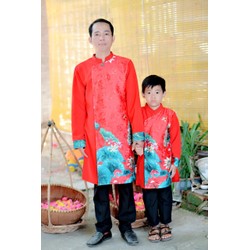 Áo dài nam gấm hoa sen – ao dai nam hoa sen