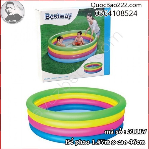 Bể Bơi Phao Tròn Lớn 4 tầng Cực Bền kích thước 1.57m x 46 cm Bestway 51117