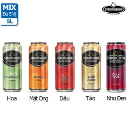 Combo 5 lon Strongbow MIX đủ 5 vị gồm Nho Đen - Dâu - Mật Ong - Táo - Hoa