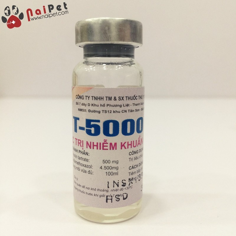 Thuốc Tiêm Đặc Trị Tiêu Chảy Nôn Mửa Thần Kinh Co giật Chó Mèo T5000 Lọ 10ml - NaiPet0074 3