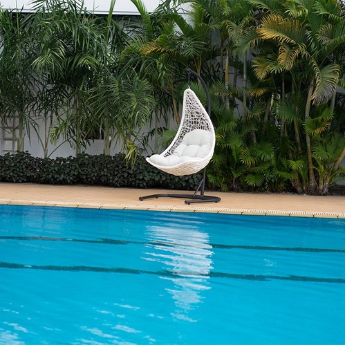 Xích đu trứng nhựa giả mây Furnist Sky L trắng 6