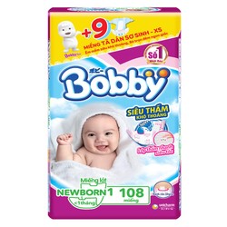 Miếng lót sơ sinh Bobby NB1 - 108 tặng 9 miếng - NB2 -60 miếng