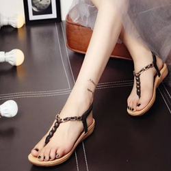 Giày sandal nữ đế bệt đính cườm phong cách Hàn Quốc NA61 _Hàng Nhập Giày sandal nữ đế bệt đính cườm phong cách Hàn Quốc NA61 _Hàng Nhập