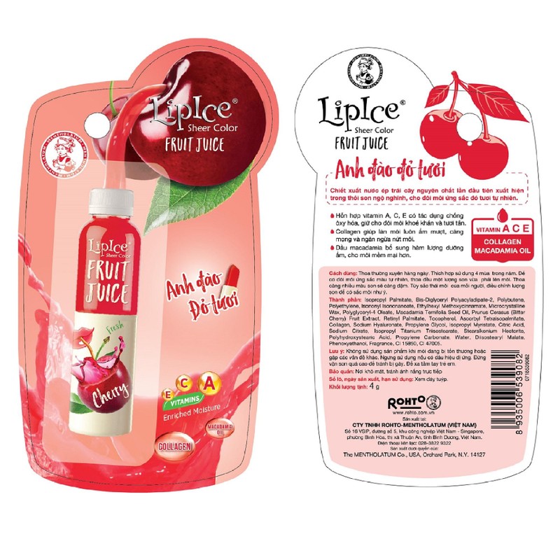 Son LipIce Sheer Color Fruit Juice anh đào đỏ tươi 1