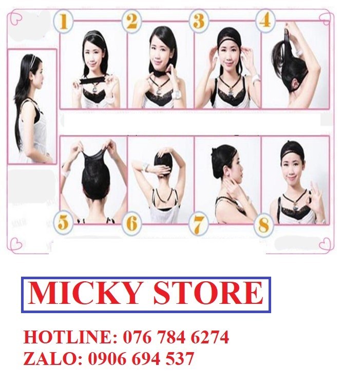 tóc giả nữ trung niên xoăn ngắn -tặng kèm lưới