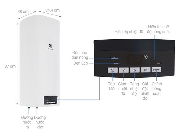 Làm nóng gián tiếp - Bình nước nóng Electrolux EWS502DX-DWE 50 lít