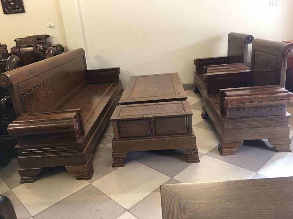 Bộ Bàn Ghế Phòng Khách Pháo Gỗ Mun Đuôi Công