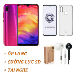 Xiaomi Redmi Note 7 Ram 6GB 64GB Hồng + Ốp lưng + Cường lực Full màn + Tai nghe - Hàng nhập khẩu