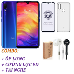 Xiaomi Redmi Note 7 Pro Ram 6GB 128GB Xanh + Ốp lưng + Cường lực 9D Full màn + Tai nghe - Hàng nhập khẩu