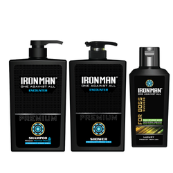 Combo Dầu gội sữa tắm nhiệt Ironman Encounter 650g+ Dung dịch vệ sinh nam Tinh chất thảo dược Ironman for Boss 120g Combo Dầu gội sữa tắm nhiệt Ironman Encounter 650g+ Dung dịch vệ sinh nam Tinh chất thảo dược Ironman for Boss 120g
