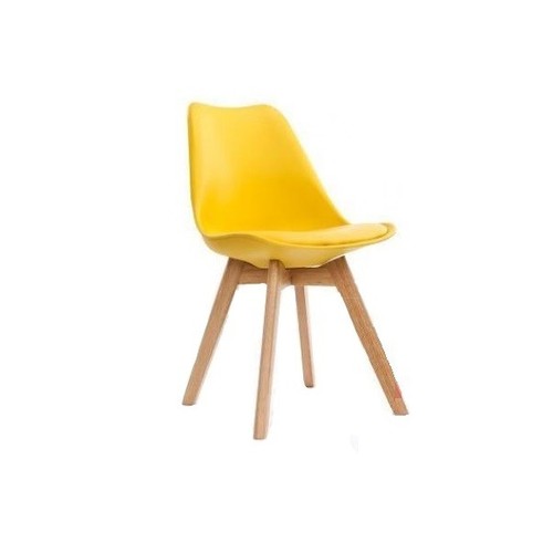 Ghế nhựa chân gỗ lót nệm TH01 - Màu Vàng