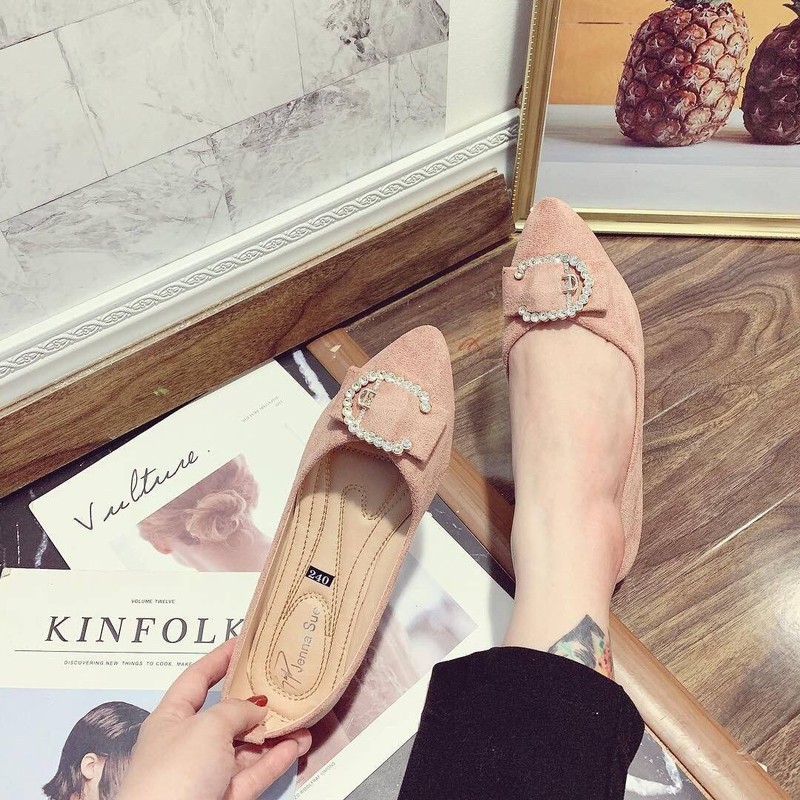 Giày búp bê mũi nhọn khoá C |Giày búp bế nữ 5