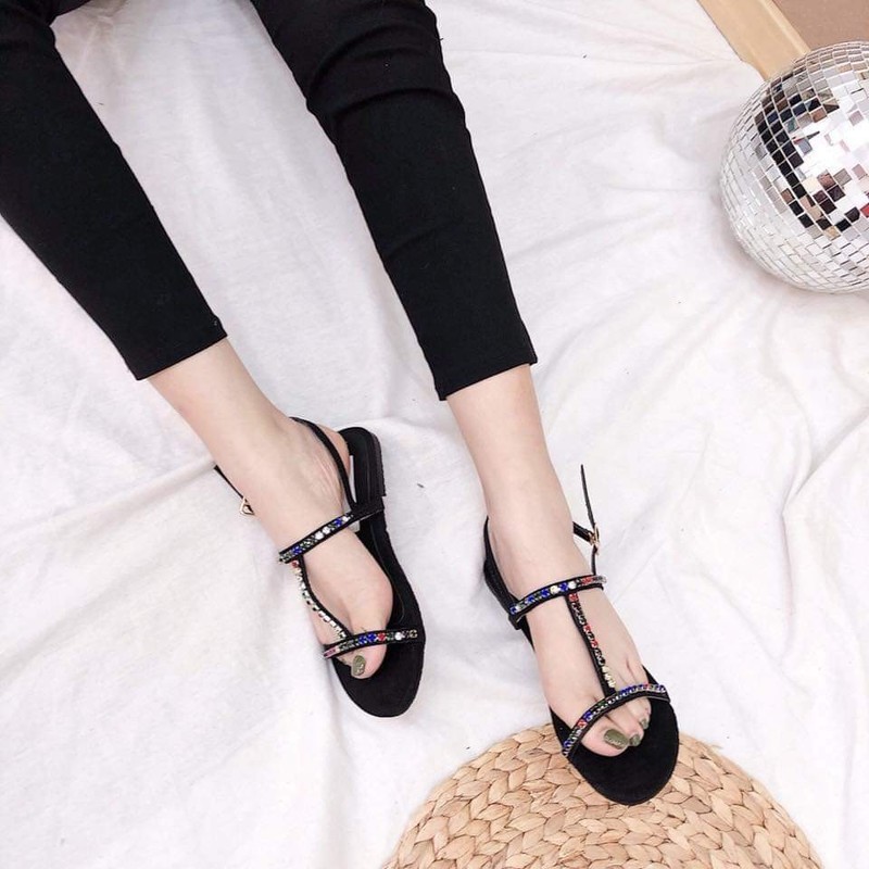 Giày sandal quai I đá màu |Giày sandal nữ 2019 2