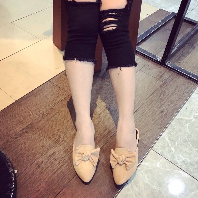 Giày sục nơ da lộn | Giày sục nữ 4