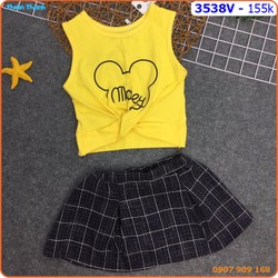 Set váy Mickey xoắn lai nhí nhảnh và mát mẽ ngày hè _ 3538
