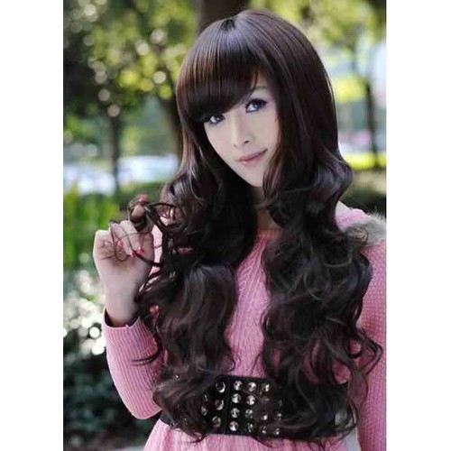 Tóc giả mái xéo xoăn nhiều