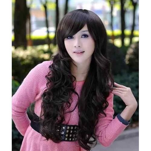 Tóc giả mái xéo xoăn nhiều