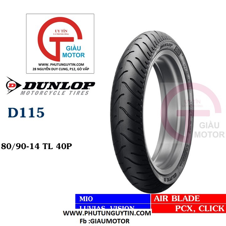 Lốp xe Dunlop 80-90-14 D115 TL Vỏ xe máy Dunlop size 80.90-14 D115 TL 40P Trùm Dunlop Việt Nam, giá rẻ, uy tín 7