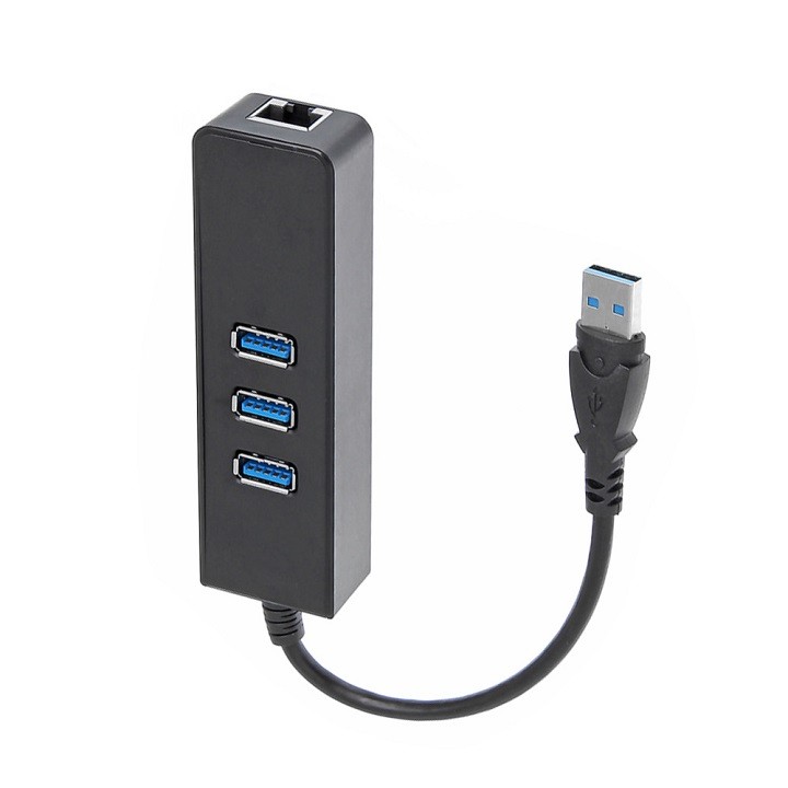 Hình ảnh Hub USB 3 cổng 3.0 Hỗ Trợ Cổng Lan RJ45 tốc độ cao không cần cài đặt