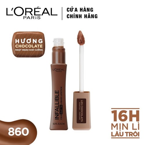 4817419 , 17173659 , 15_17173659 , 258000 , Son-kem-li-LOreal-Paris-Infallible-Chocolate-6.3-ml-Du-mau-Mau-860-Tang-kem-1-cay-son-Loreal-Paris-Choco-Lipstick-15_17173659 , sendo.vn , Son kem lì L Son kem lì L