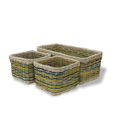 Bộ 3 rổ hình chữ nhật đan mây nhuộm màu Furnist 1