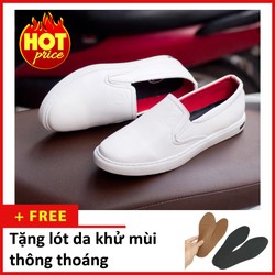 Giày Slip On Nam Aroti Đế Khâu Chắc Chắn Phong Cách Đơn Giản Màu Trắng - M498-TRANG|090419 Giày Slip On Nam Aroti Đế Khâu Chắc Chắn Phong Cách Đơn Giản Màu Trắng - M498-TRANG|090419