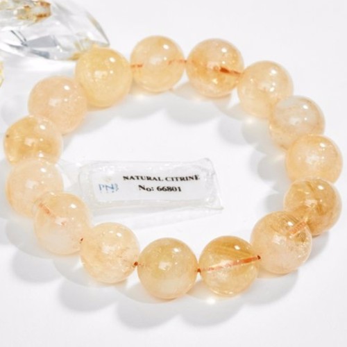 Gembank Lắc Tay Thạch Anh Vàng Citrine 15MM Kèm Giấy Kiểm Định