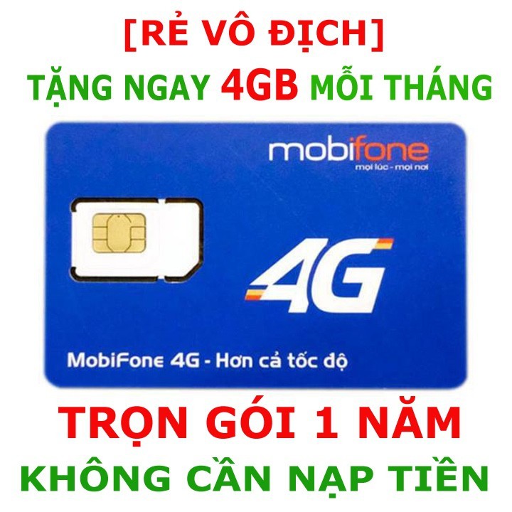 Sim Mobi 1 năm giá rẻ- Sim 4G Mobi 48 GB 12 THÁNG - Mobi Giá Tốt