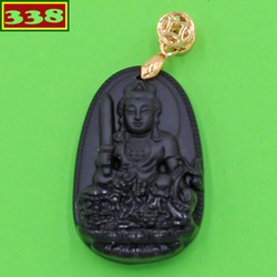 Mặt dây chuyền Phật Văn Thù Bồ Tát thạch anh đen 3.6 cm – Hộ mệnh người tuổi Mão – TMTAD363