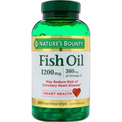 Nature's Bounty Fish Oil Omega 3 - Dầu cá hàm lượng Omega 3 cao, chống bệnh tim mạch vành, 1200mg, 100 viên