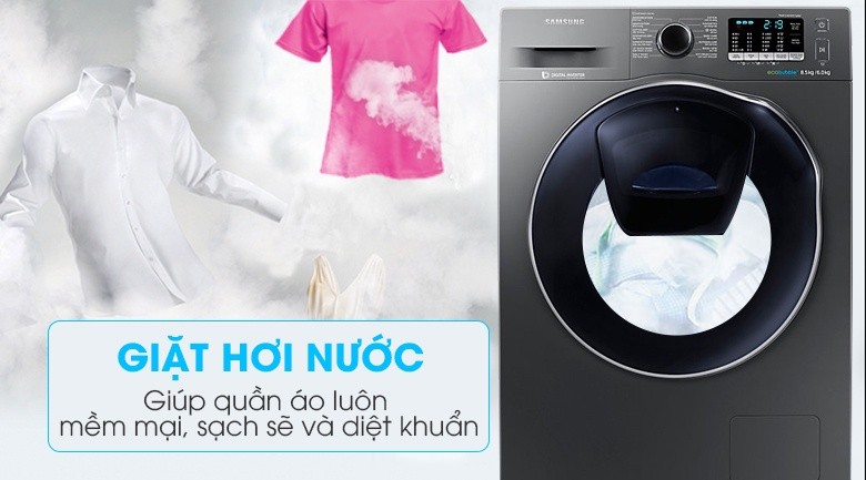 Lồng giặt kim cương - Máy giặt sấy Samsung AddWash Inverter 8 kg WD85K5410OX/SV