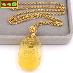Vòng cổ Văn thù bồ tát pha lê vàng 3.6 cm DIVFBV3 – Hộ mệnh tuổi Mão – Mặt Phật Size nhỏ – DIVFBV3