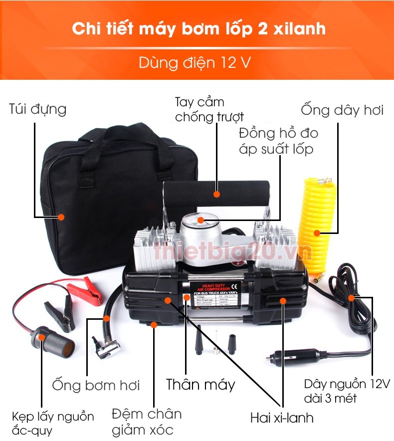 May bom lop o to 2 xilanh 280W, tốc độ cao
