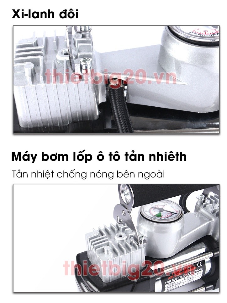 phân tích chi tiết máy bơm lốp ô tô 2 xi lanh