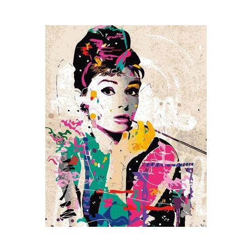 Tranh sơn dầu tự tô Audrey Hepburn quyến rũ tặng màu+cọ vẽ - 40x50cm