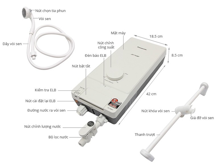 Thông số kỹ thuật Máy nước nóng Panasonic DH-4MP1VW 4.5 kW