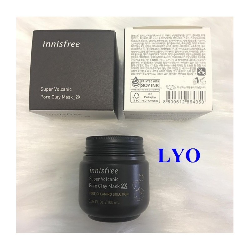 Mặt Nạ đất sét tro Núi Lửa Innisfree Super Volcanic Pore Clay Mask 2X 100ml – matna