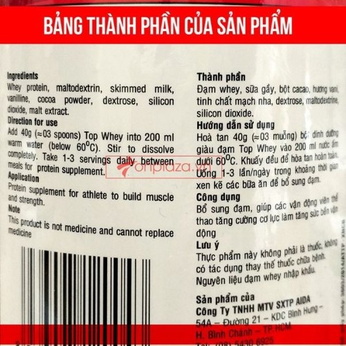 Sữa bột tăng cơ Top whey