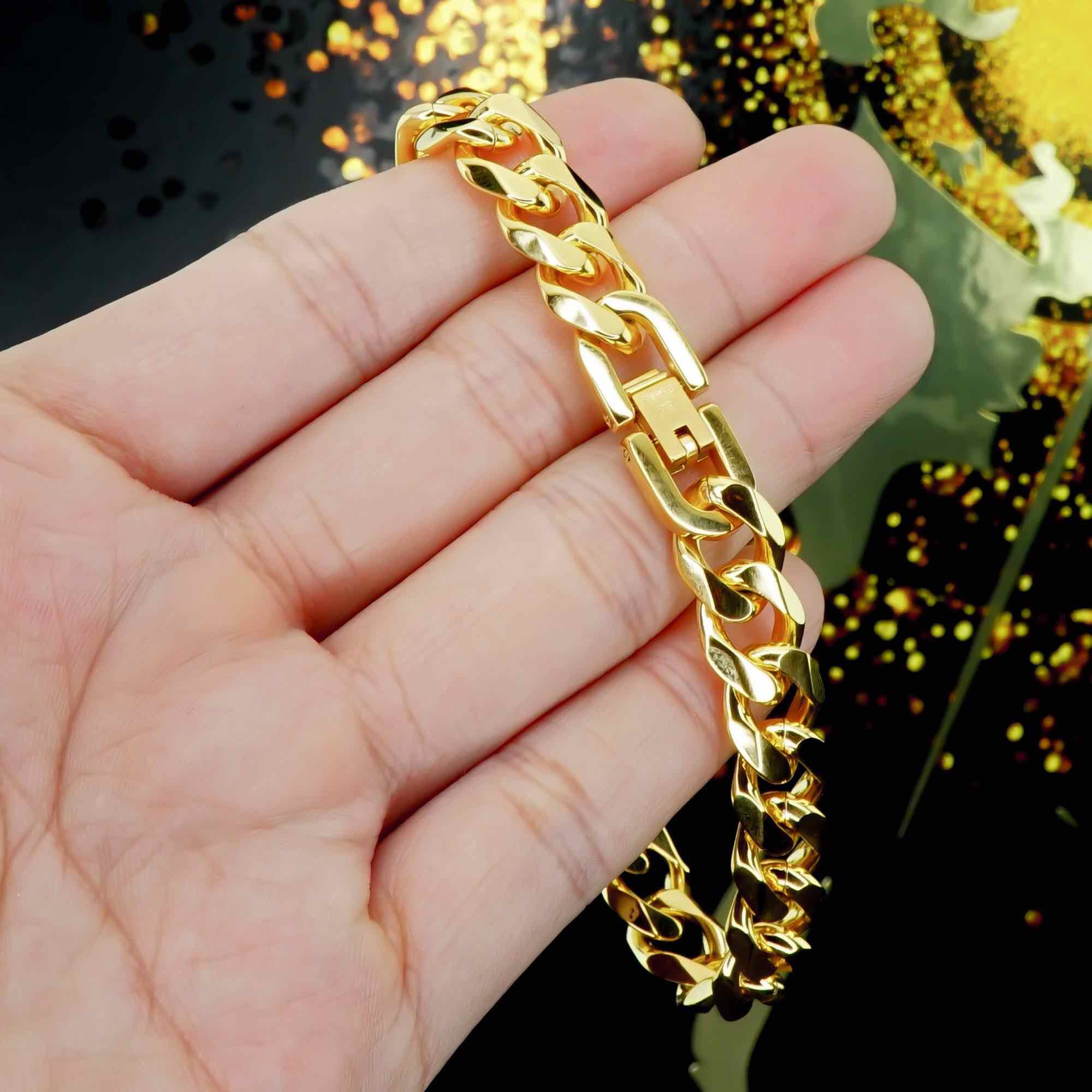 Hình ảnh Lắc Tay Nam Lẫn Nữ Kiểu Xích Màu Vàng 18