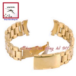 Dây đồng hồ kim loại khóa hộp, đầu ôm. Màu Vàng Gold & Demi