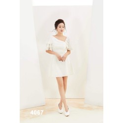 Đầm trắng phối ren dự tiệc 4067