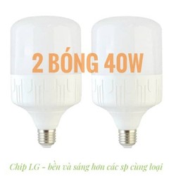 Combo 2 bóng đèn LED trụ tròn 40W - ánh sáng trắng siêu sáng [đèn led bulb công suất chuẩn đường kính chuẩn 12cm] bảo hành 1 năm